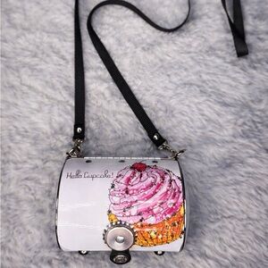 Little Earth Pink Cupcake Crossbody Bag with Black Strap